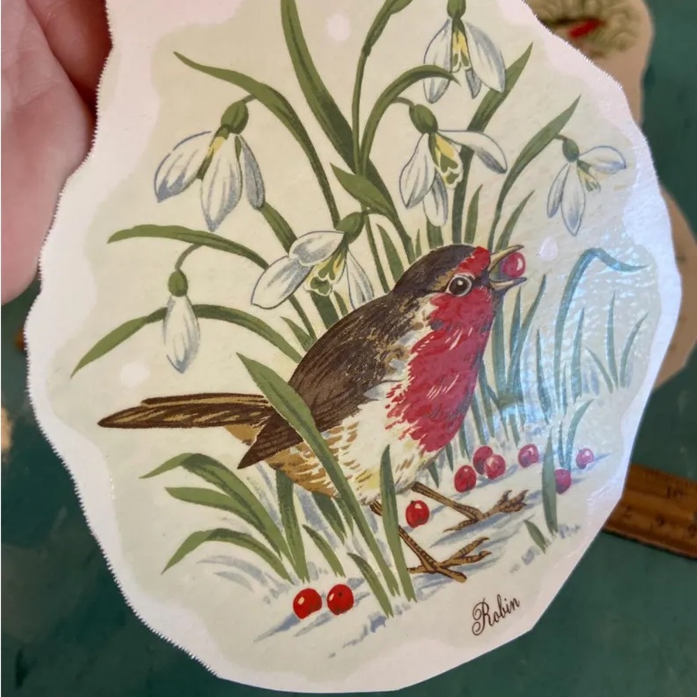 Vintage ceramic decals transfers water slide red Robin bird - Picture 4 of 8